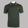 Fred Perry M3600 Polo Shirt Hunting Green/Light Ice/Lemon Barley