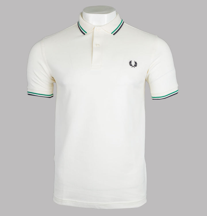 Fred Perry M3600 Polo Shirt Light Ecru/Fred Perry Green/Navy