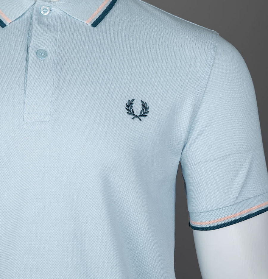 Fred Perry M3600 Polo Shirt Light Ice/Peach/Petrol Blue