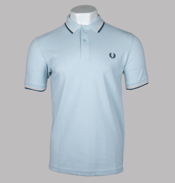 Fred Perry M3600 Polo Shirt Light Ice/Peach/Petrol Blue