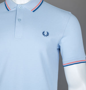 Fred Perry M3600 Polo Shirt Light Smoke/Coral Heat/Shaded Cobalt