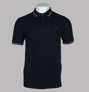 Fred Perry M3600 Polo Shirt Navy/Dusty Rose Pink/Oxblood