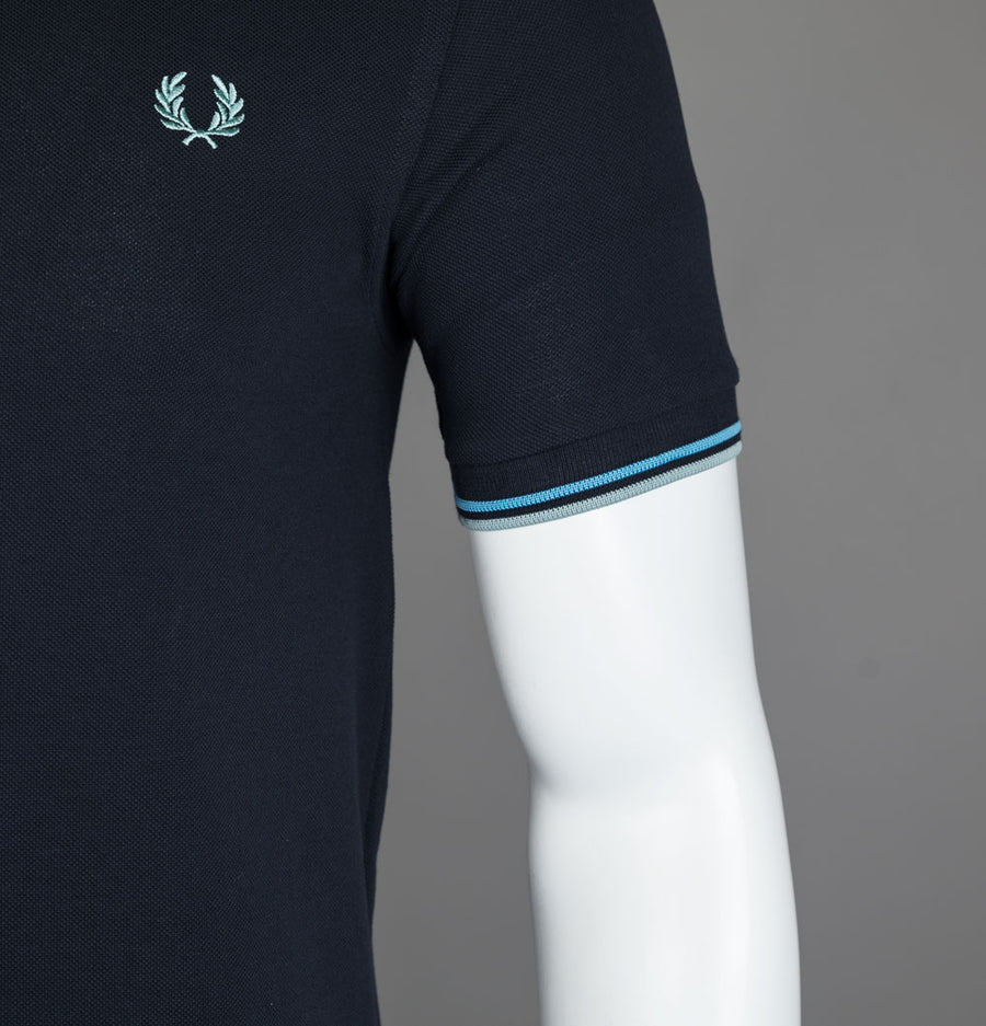 Fred Perry M3600 Polo Shirt Navy/Soft Blue/Silver Blue