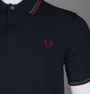 Fred Perry M3600 Polo Shirt Navy/Sport Green/Burnt Red