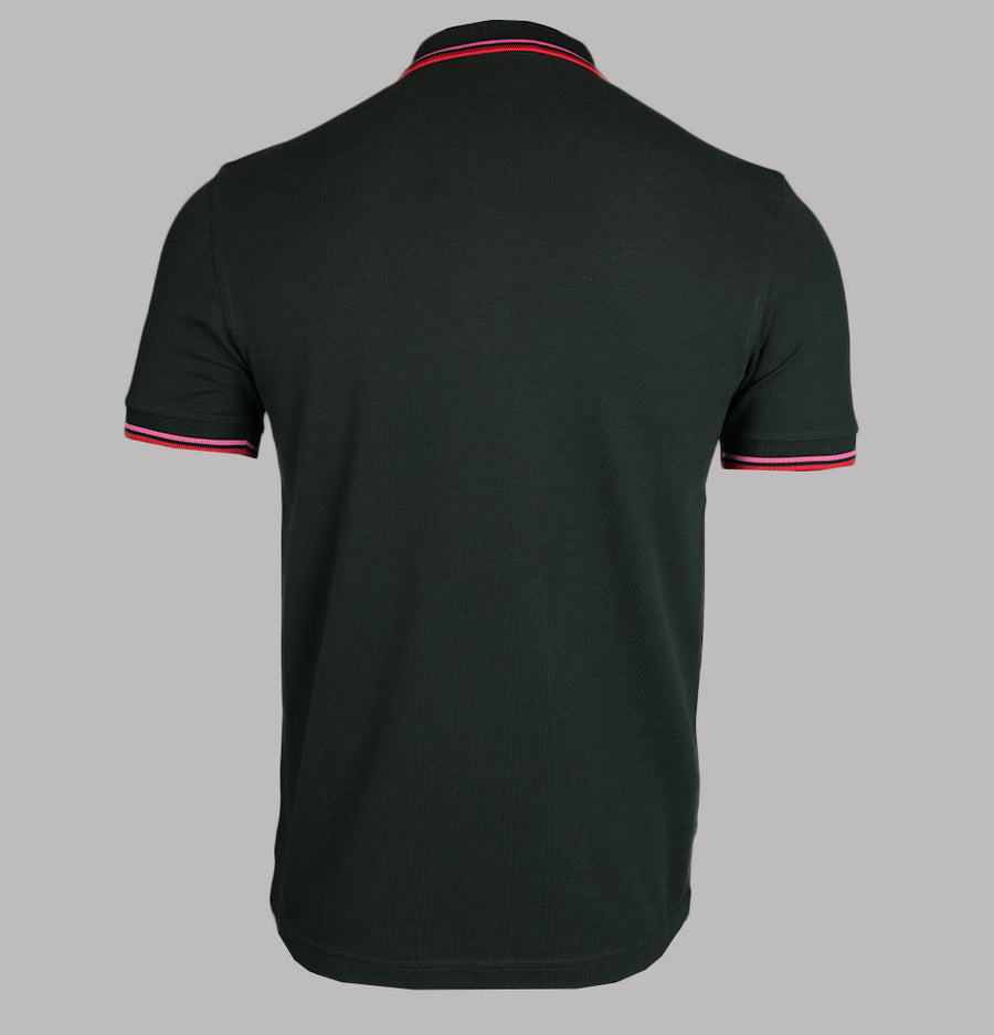 Fred Perry M3600 Polo Shirt Night Green/Bright Pink/Washed Red