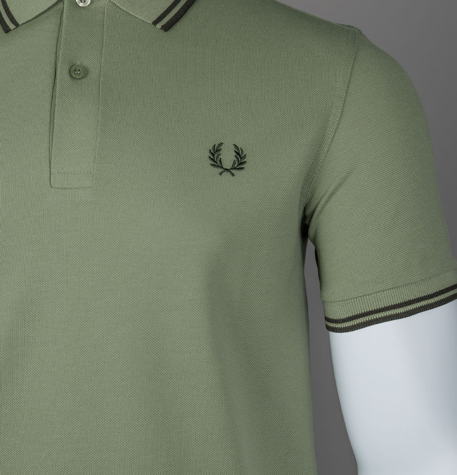Fred Perry M3600 Polo Shirt Olive Mint/Night Green
