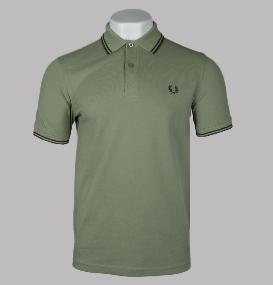 Fred Perry M3600 Polo Shirt Olive Mint/Night Green