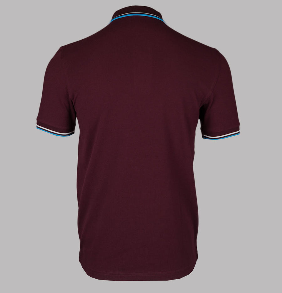 Fred Perry M3600 Polo Shirt Oxblood/Ecru/Court Blue