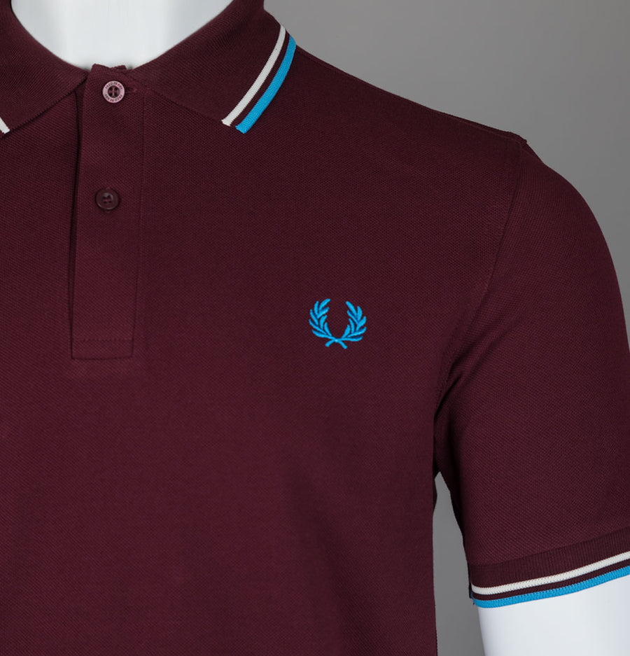 Fred Perry M3600 Polo Shirt Oxblood/Ecru/Court Blue
