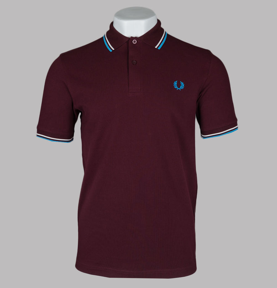 Fred Perry M3600 Polo Shirt Oxblood/Ecru/Court Blue