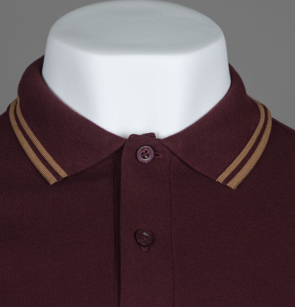 Fred Perry M3600 Polo Shirt Oxblood/Shaded Stone – Bronx Clothing