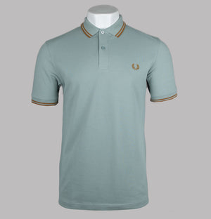 Fred Perry M3600 Polo Shirt Silver Blue/Dark Caramel