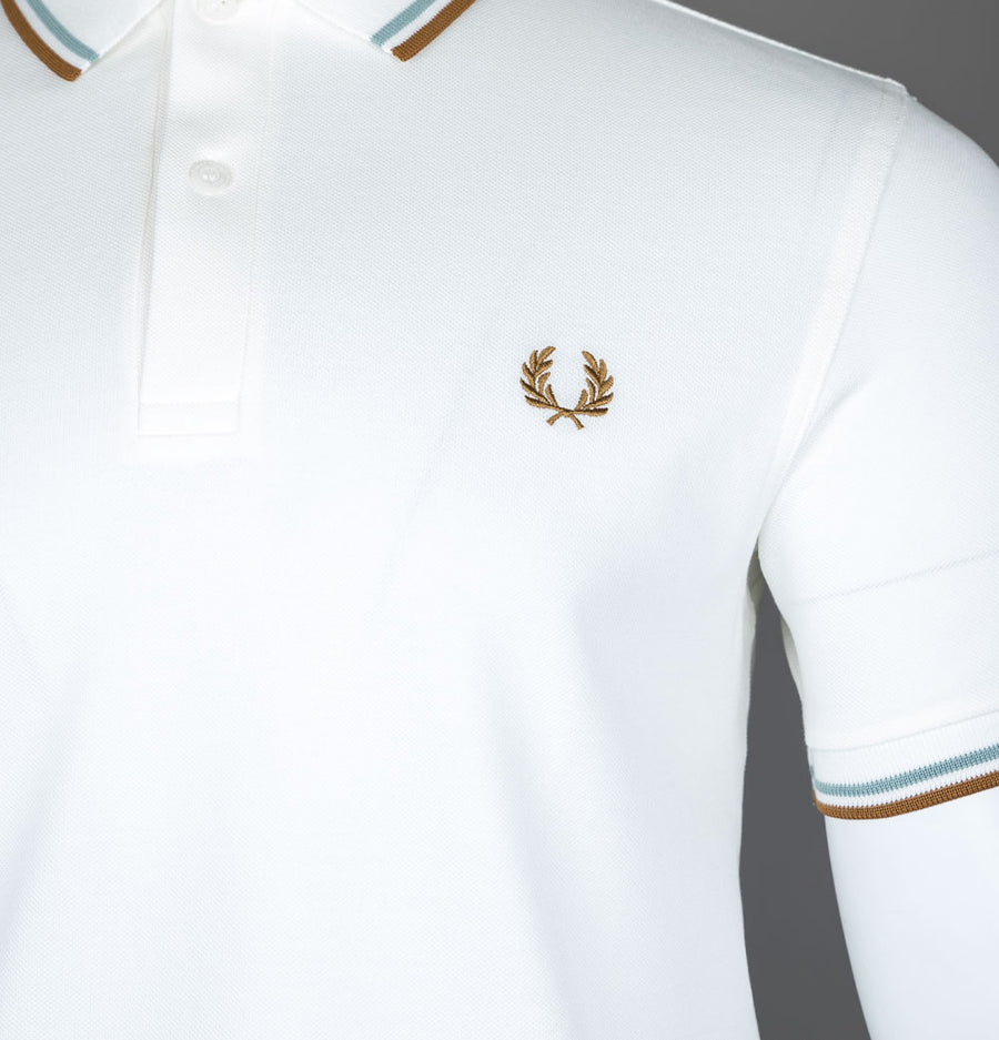 Fred Perry M3600 Polo Shirt Snow White/Silver Blue/Dark Caramel