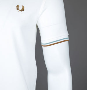 Fred Perry M3600 Polo Shirt Snow White/Silver Blue/Dark Caramel