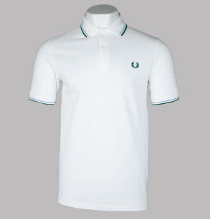 Fred Perry M3600 Polo Shirt Snow White/Track Blue/Sport Green