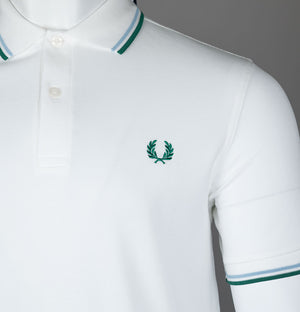 Fred Perry M3600 Polo Shirt Snow White/Track Blue/Sport Green