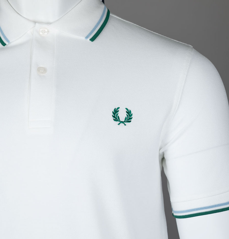 Fred Perry M3600 Polo Shirt Snow White/Track Blue/Sport Green