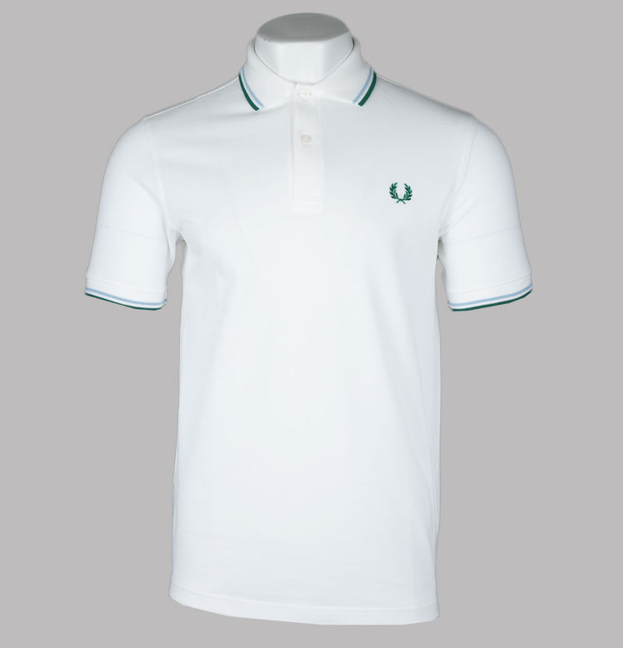 Fred Perry M3600 Polo Shirt Snow White/Track Blue/Sport Green