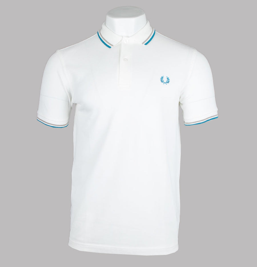 Fred Perry M3600 Polo Shirt Snow White/Warm Grey/Ocean