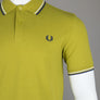 Fred Perry M3600 Polo Shirt Tennis Ball Yellow/Ecru/French Navy