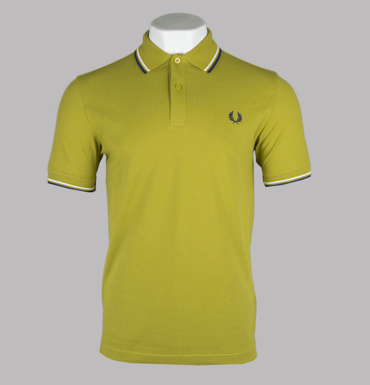 Fred Perry M3600 Polo Shirt Tennis Ball Yellow/Ecru/French Navy