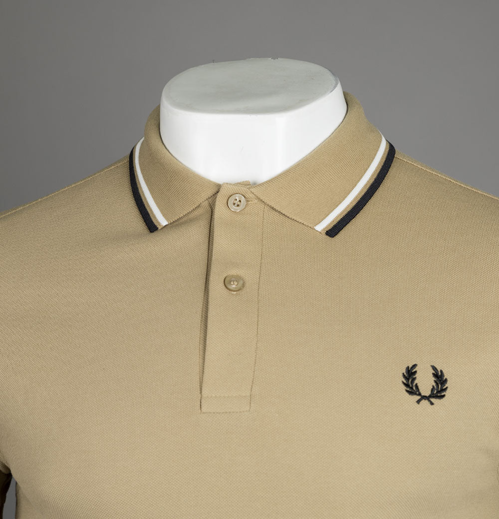 Fred Perry M3600 Polo Shirt Warm Stone/Snow White/Black – Bronx Clothing