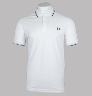 Fred Perry M3600 Polo Shirt White/Light Ice/Green
