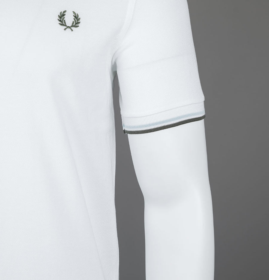 Fred Perry M3600 Polo Shirt White/Light Ice/Green