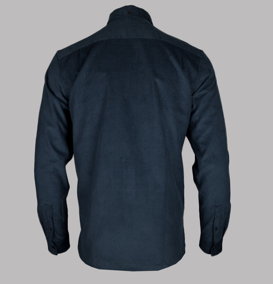 Fred Perry Needle Cord Shirt Dark Airforce