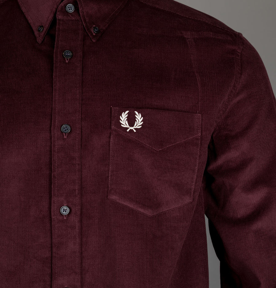 Fred Perry Needle Cord Shirt Oxblood