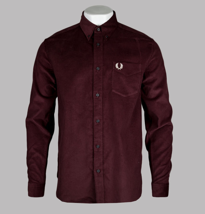 Fred Perry Needle Cord Shirt Oxblood