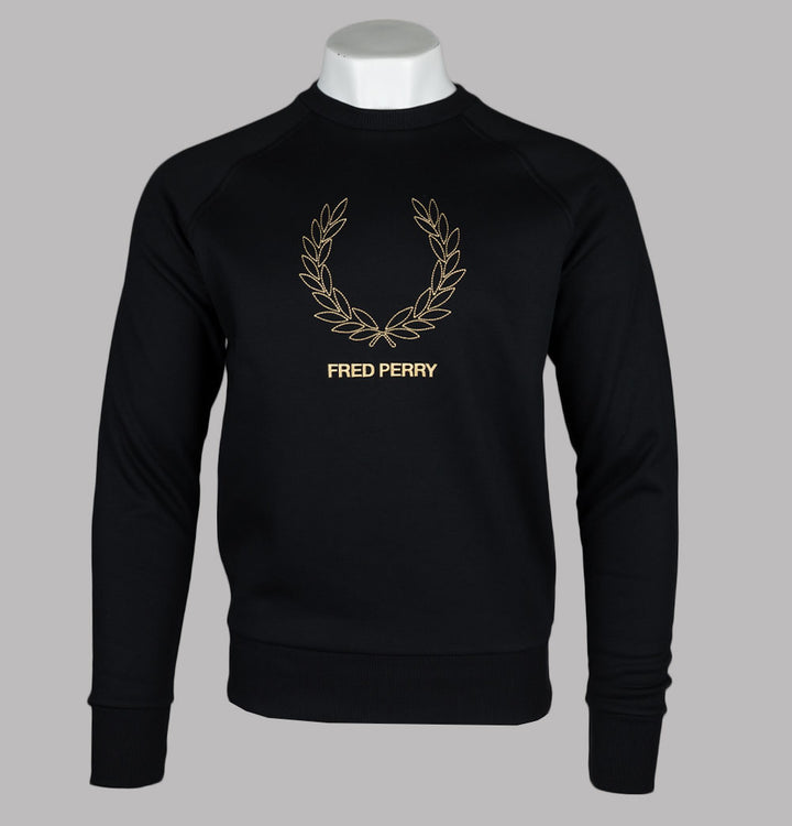 Fred Perry Outline Laurel Wreath Sweatshirt Black