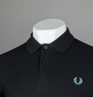 Fred Perry Plain Polo Shirt Black/Ocean