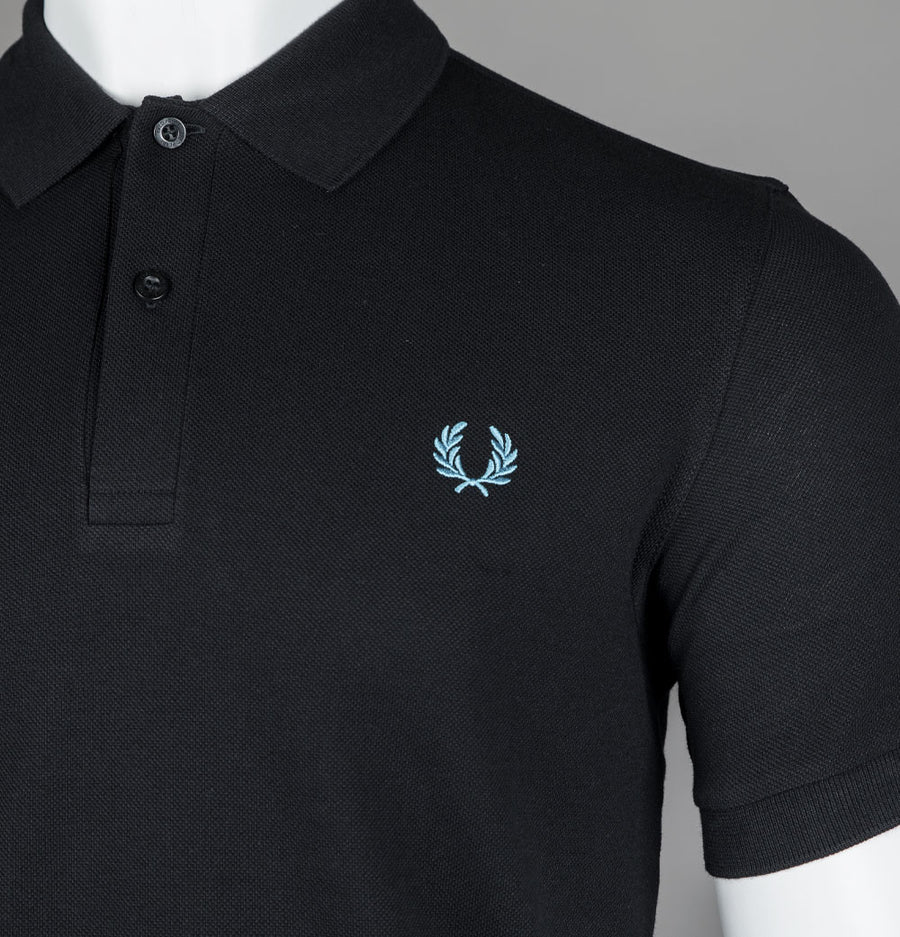 Fred Perry Plain Polo Shirt Black/Ocean