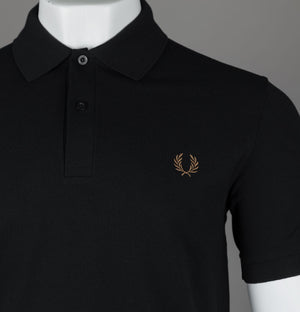 Fred Perry Plain Polo Shirt Black/Shaded Stone