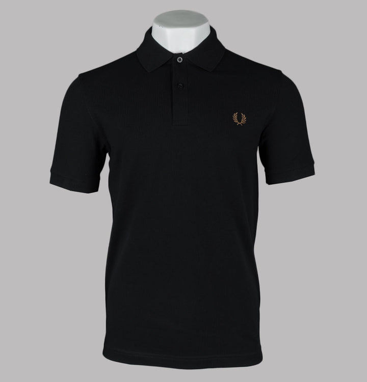 Fred Perry Plain Polo Shirt Black/Shaded Stone
