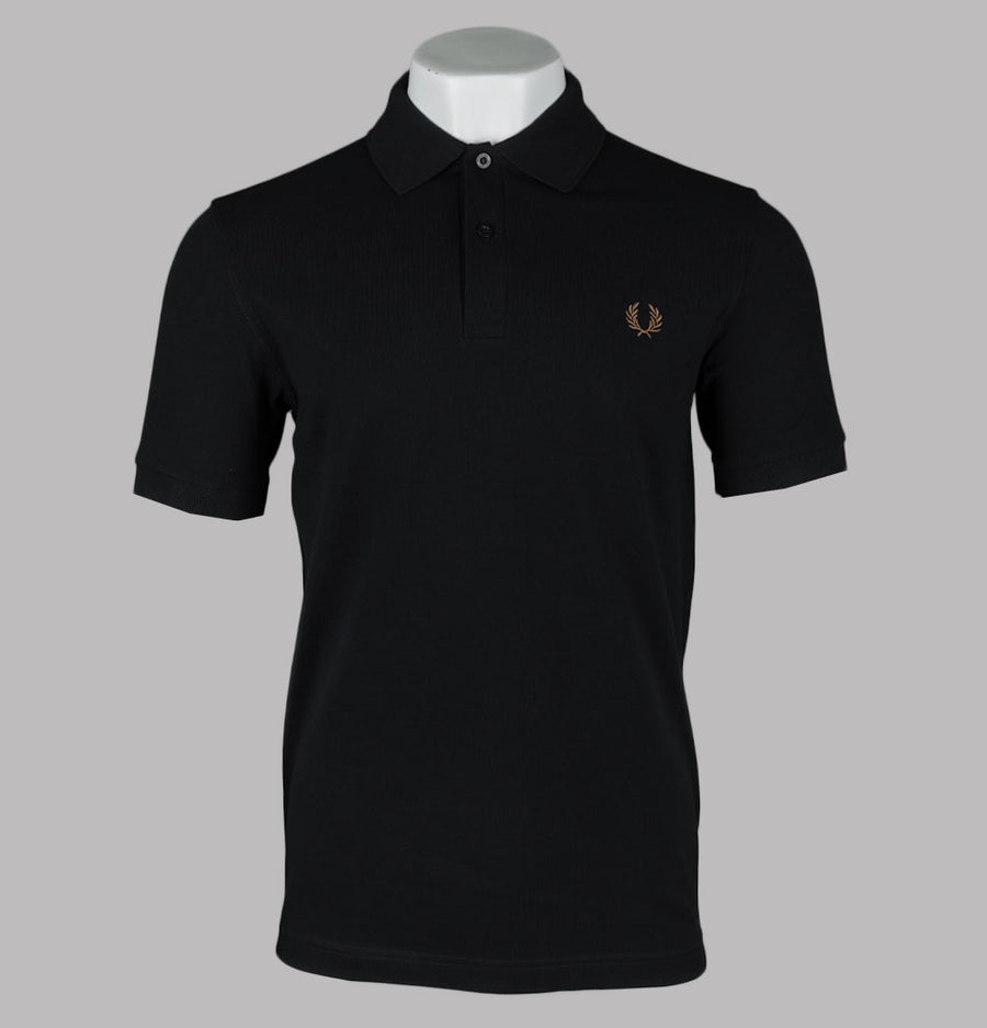 Fred Perry Plain Polo Shirt Black/Shaded Stone