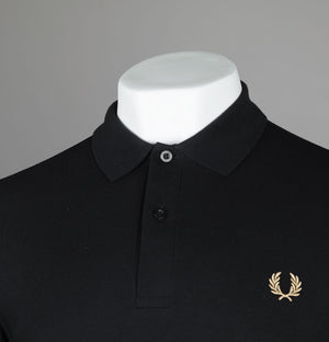 Fred Perry Plain Polo Shirt Black/Warm Stone