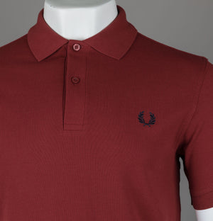 Fred Perry Plain Polo Shirt Burnt Red/Navy