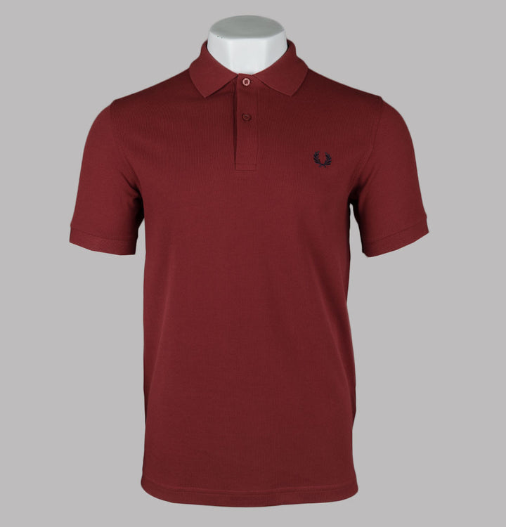 Fred Perry Plain Polo Shirt Burnt Red/Navy