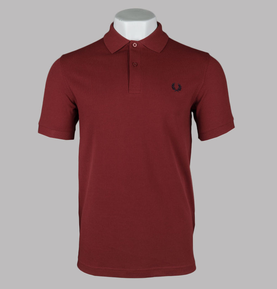 Fred Perry Plain Polo Shirt Burnt Red/Navy