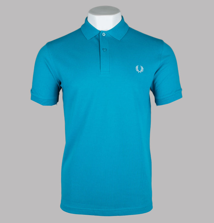 Fred Perry Plain Polo Shirt Cyber Blue/Light Ice