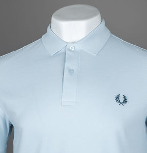 Fred Perry Plain Polo Shirt Light Ice/Petrol Blue