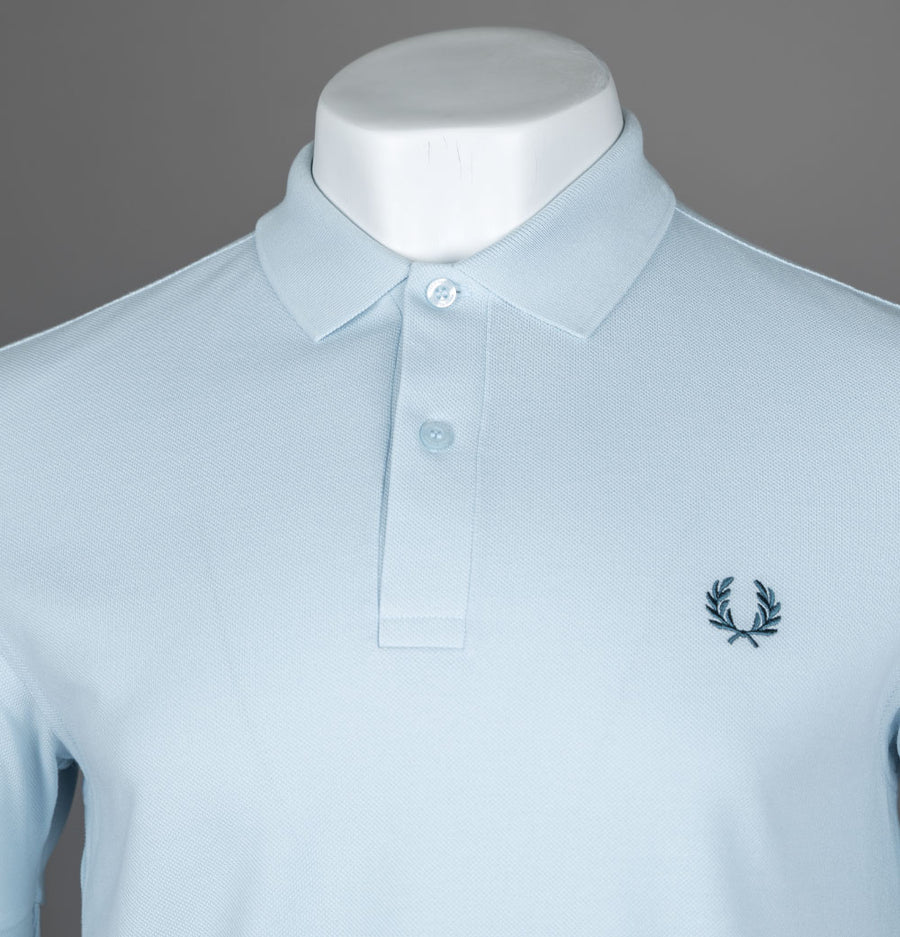 Fred Perry Plain Polo Shirt Light Ice/Petrol Blue