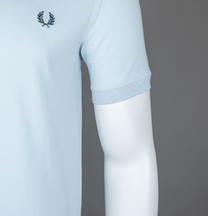 Fred Perry Plain Polo Shirt Light Ice/Petrol Blue