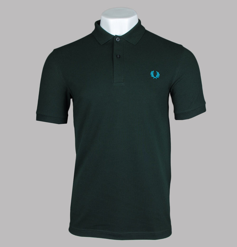 Fred Perry Plain Polo Shirt Night Green/Ocean