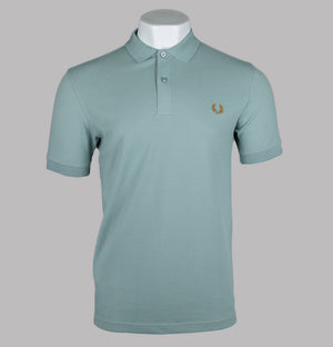 Fred Perry Plain Polo Shirt Silver Blue/Dark Caramel