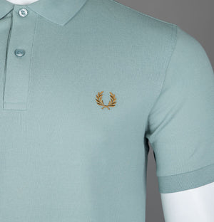 Fred Perry Plain Polo Shirt Silver Blue/Dark Caramel