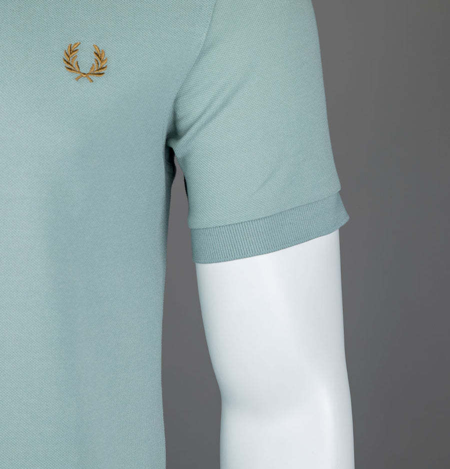 Fred Perry Plain Polo Shirt Silver Blue/Dark Caramel