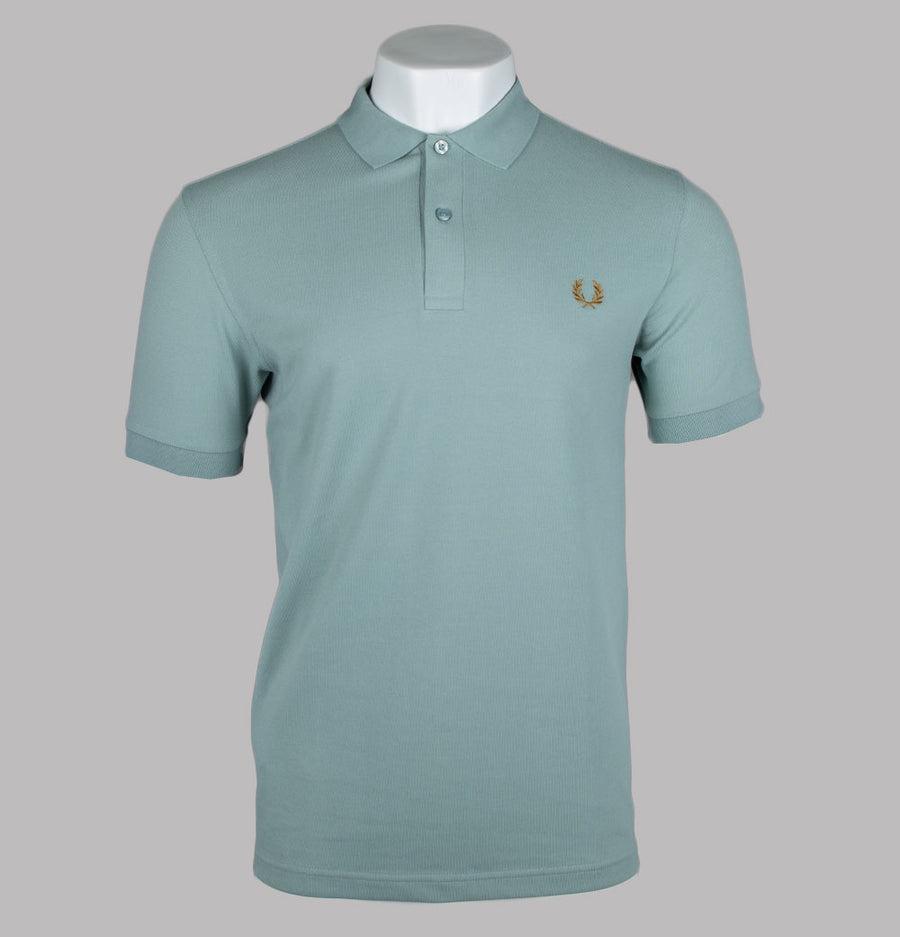 Fred Perry Plain Polo Shirt Silver Blue/Dark Caramel